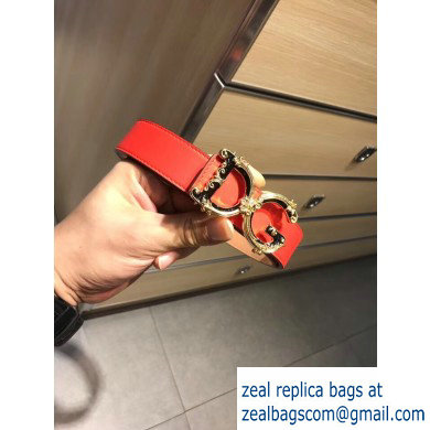 Dolce  &  Gabbana Width 3cm Belt Red with Baroque DG Logo